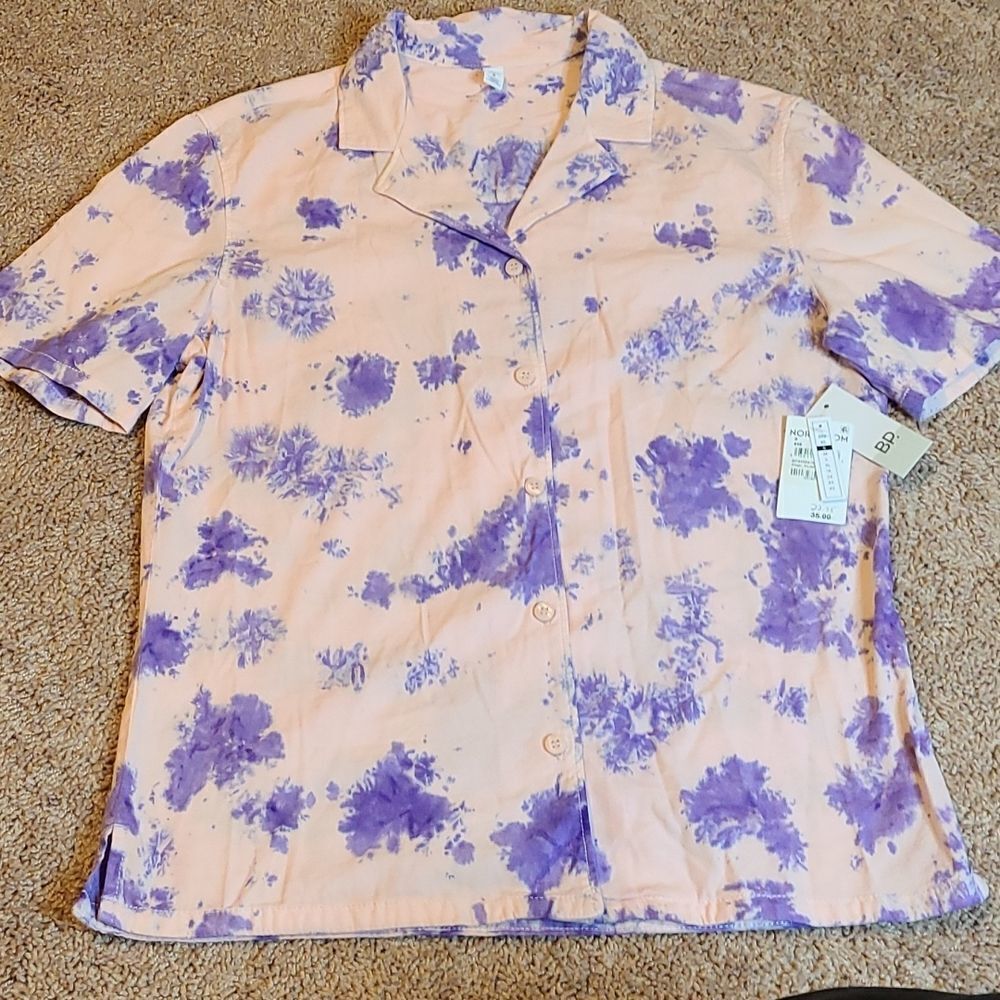 BP pink and purple button up top.